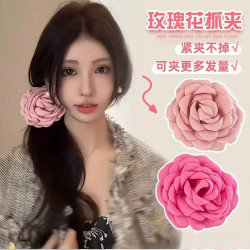 caro同款玫瑰花朵抓夹高级感大号鲨鱼夹盘发发夹2024新款头花头饰