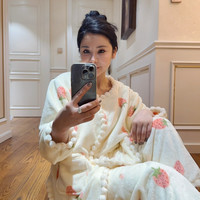 爆款新款睡衣女长袖家居服套装大码宽松洋气长款家居服