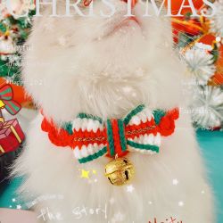 猫咪圣诞铃铛狗狗新年围脖项圈过年喜庆蝴蝶结可爱暖冬围巾宠物