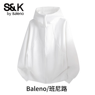 班尼路 S&K不规则拼接拉链外套秋季款连帽慵懒风设计感开衫卫衣男