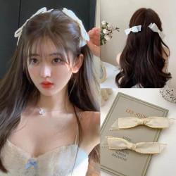 卡兰朵 赵露思公主头扎发夹欧根纱清龙心蝴蝶结边夹发饰