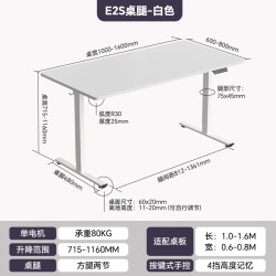 乐歌 E2S 电动升降桌 雅白色 1m 电脑桌 慕斯白桌板+慕斯白桌腿
