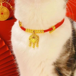 宠物新年项圈猫狗长命锁平安喜庆平替好物设计犬金项链可调节猫咪