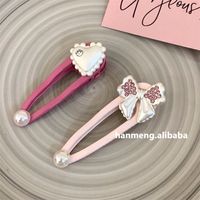 合金发饰 甜美辣妹芭比风粉色爱心发夹刘海夹公主风蝴蝶结发ins