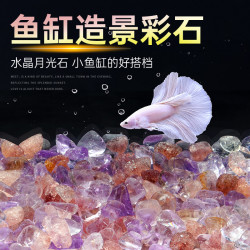 宠小帅 鱼缸天然月光石水晶碎石海底摆件斗鱼观赏鱼石子装饰造景小型底砂