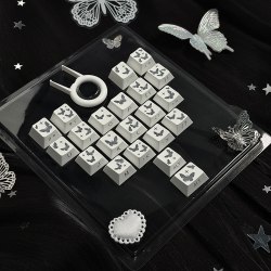 狼蛛 爱心蝴蝶透光侧刻键帽 键盘DIY 机械键盘磁轴键盘