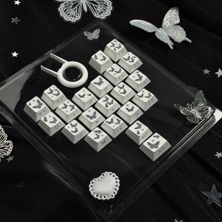 狼蛛 爱心蝴蝶透光侧刻键帽 键盘DIY 机械键盘磁轴键盘