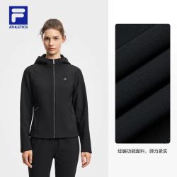 FILA 运动外套26冬季新款女健身保暖收腰显瘦修身连帽瑜伽上衣