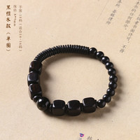 觅梦 檀木方珠手串男女木质佛珠手链手把件文玩生日礼物 单圈款黑檀木