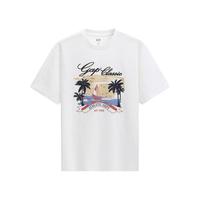 Gap 729117 竹节棉海岛印花圆领短袖T恤