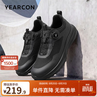 意尔康 男鞋 运动鞋男2026秋季新款透气厚底户外网面轻便休闲飞织鞋 黑色 41
