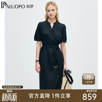 帕罗 法式赫本风重绉真丝连衣裙 黑色 L 165/88A