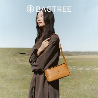BAGTREE 包包树奶盒包 头层植鞣牛皮单肩斜挎小方包2024枕头Hobo女包 -焦糖色-小号 520