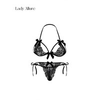 LADYALLURE 情绪感蕾丝蝴蝶结 女士文胸套装