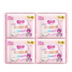 七度空间 卫生巾少女纯棉245mm日用姨妈巾超薄透气正品官方授权店