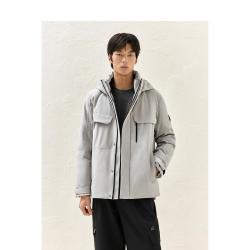 太平鸟 男装冬款连帽工装防寒服外套男式羽绒服