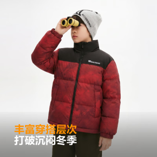 波司登 秋冬儿童羽绒服厚款中性男女短款立领保暖外套 马到成功大
