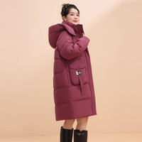 雪中飞 90%绒 冬季中长款加厚保暖连帽羽绒服 紫色 M /160/84A