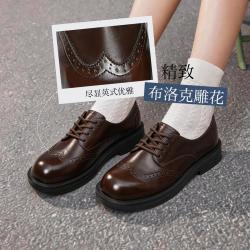 百思图 2026春秋季牛津鞋时髦复古学院风粗跟女单鞋