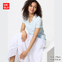 优衣库 竹节纱 女士T恤 60 浅蓝色 M