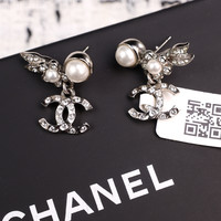 CHANEL 95新 Chanel/香奈儿 柚礼中古/香奈儿羽毛双C耳钉LZ606201