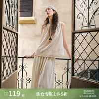 自巧 小个子镂空钩针针织上衣半裙套装女2026夏新款淡人高知一整套 巧米色针织衫 M （尺码：4）