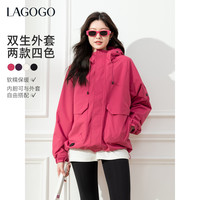 La·go·go lagogo拉谷谷连帽插肩休闲外套女OCWW539WQ1