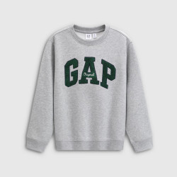 Gap 撞色Logo抓绒圆领卫衣 浅灰色