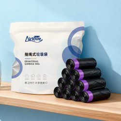 爱尔卫 抽绳式垃圾袋 45*50cm 75只 黑色