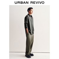 URBAN REVIVO UMM660013 松紧腰直筒 黑色 男士休闲裤