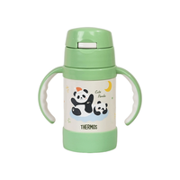 THERMOS 膳魔师 儿童保温杯带把手婴儿水杯316L宝宝吸管杯幼儿园水杯TCKK 熊猫 竹叶青280ml