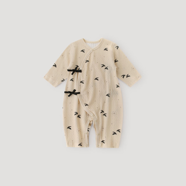 巴厘小猪 新生婴儿儿衣服纯棉a类和尚服夏季长袖薄款空调服睡衣宝宝连体衣 展翅鹏飞 66cm