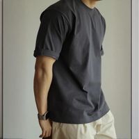 马登 夏季重磅美式纯绵时尚日常纯色百搭男士简约短袖圆领基础款休闲版