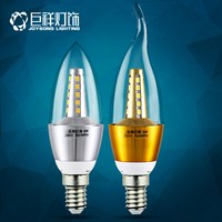 JU XIANG LIGHTING 巨祥LED蜡烛灯泡 e14小螺口尖泡5W7W9W12w拉尾水晶吊灯光源节能灯