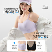 糖粒 大胸显小细肩带吊带胸美背背心式内衣女大码运动聚拢上托薄文胸罩 海盐蓝 80D E