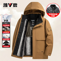 雅鹿 三穿可脱卸内胆 黑色 4XL 男士羽绒服