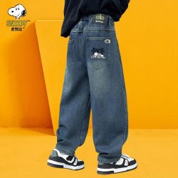 史努比 男童秋冬款牛仔裤2026新款儿童保暖一体绒裤子中大童长裤潮