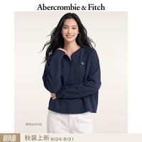 Abercrombie & Fitch 经典小麋鹿图案美式复古抓绒亨利领卫衣152-6379