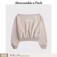 Abercrombie & Fitch 美式复古时尚LOGO气质抓绒一字肩露肩卫衣26秋