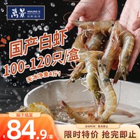 万景 鲜冻白虾 100-120只 2kg