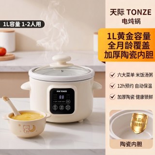 天际 电炖锅家用小型婴儿宝宝辅食锅煮粥专用锅陶瓷内胆煲汤炖汤锅