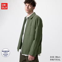 优衣库 棉麻衬衫式茄克/长袖优衣库男装女装外套夹克482443