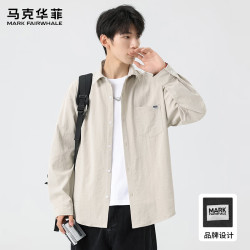 马克华菲 高端长袖衬衫外套男士2026秋季新款日系潮牌翻领休闲百搭上衣男款