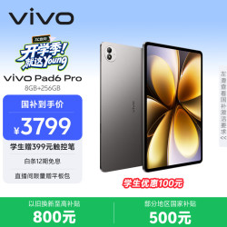 vivo Pad6 Pro 13.2英寸 平板电脑（第五代骁龙8 至尊版、8GB、256GB、WiFi版、自在灰）