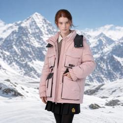 TEENIE WEENIE 小熊女装连帽羽绒服2024年冬季拼接撞色时尚休闲舒适外套