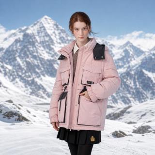 TEENIE WEENIE 小熊女装连帽羽绒服2024年冬季拼接撞色时尚休闲舒适外套