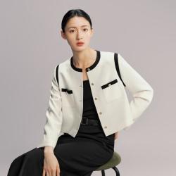 伊芙丽 小香风黑白撞色短外套