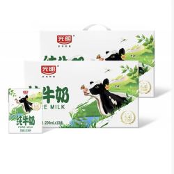 光明 3.2g蛋白 原生乳蛋白纯牛奶200ml*10盒*2箱