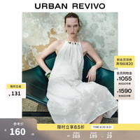 UR UR2026夏季新款女装休闲棉质吊带珠饰刺绣连衣裙UWH760019+