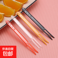 高端一次性水果签透明上上签加厚一次性水果叉罐装便携家用新品 50支颜色随机